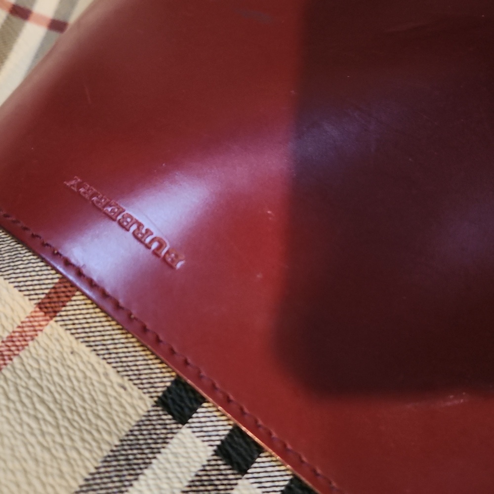 Burberry Beige and Burgundy Hobo Bag - Picture 6 of 12